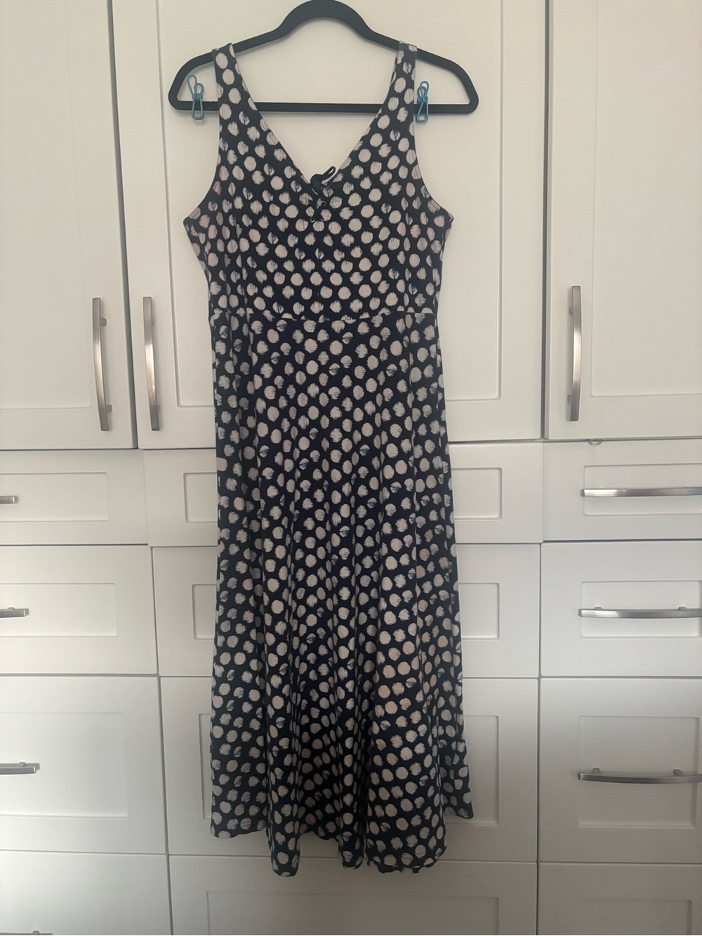 Chaps Dress with White Polka Dots